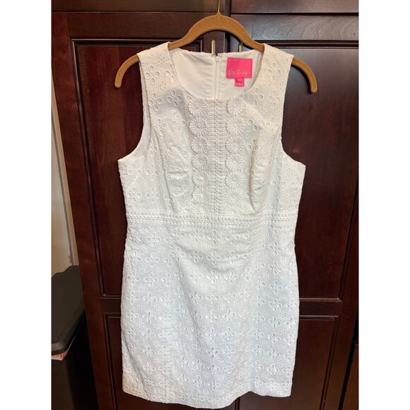 Lily Pulitzer Railee Shift Dress Resort White Floral Eyelet Size 10 - Picture 5 of 11